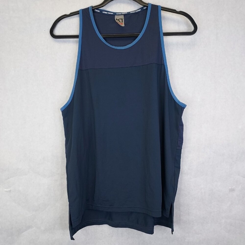 Kari Traa Mia Tee Tank Top Women’s M Blue Mesh Stretch Performance Sporty Yoga